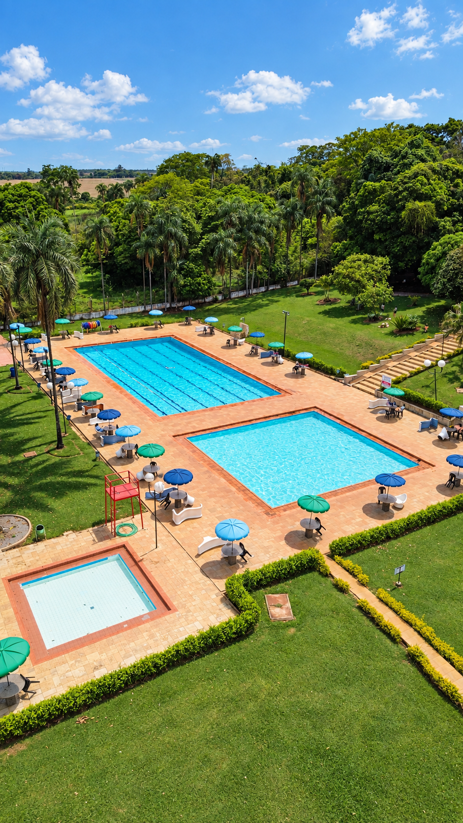 Vista aérea das piscinas do CRA